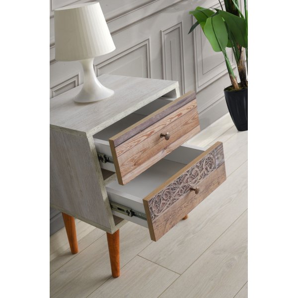 Malm Nachttisch - Wei/Walnuss