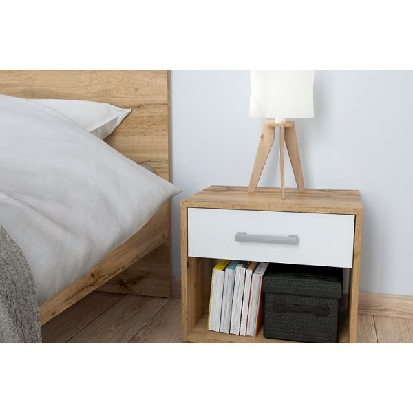 Matos Nachttisch - Eiche/wei