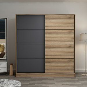 Kapusta Kleiderschrank 220x52x210 cm - Braun/Anthrazit/Braun