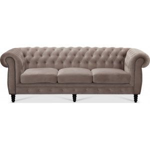 Cambridge 3-Sitzer Chesterfield - hellgrauer Samt