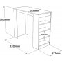 Style Stehtisch 120 x 51,6 cm - Wei/Grau