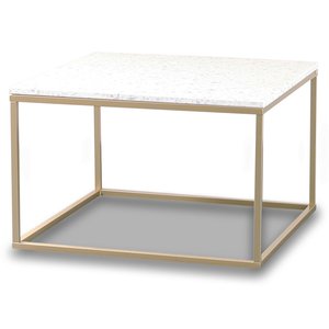 Terrazzo Couchtisch 75x75cm - Bianco Terrazzo & Messingfuß Terrazzo Couchtisch 75x75cm - Bianco Terrazzo & Messingfuß