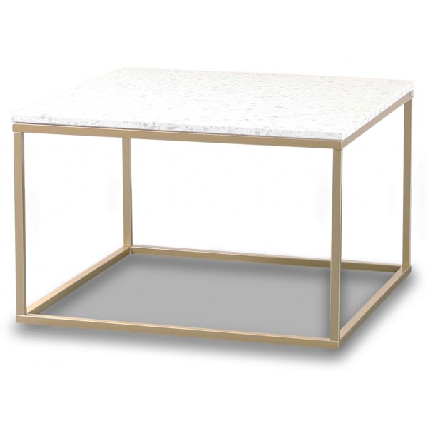 Terrazzo Couchtisch 75x75cm - Bianco Terrazzo & Messingfu