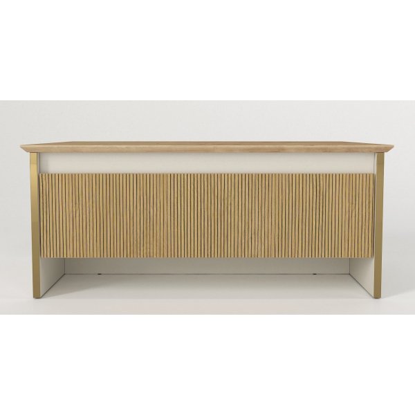 Sion Couchtisch 90 x 60 cm - Beige/Gold/Walnuss