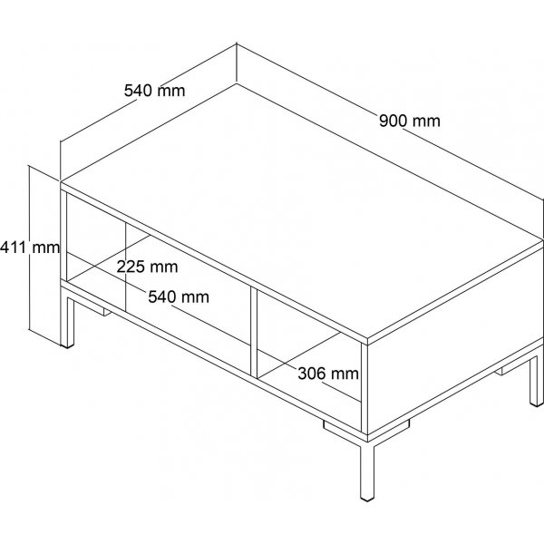 Aurora Couchtisch 90 x 41,6 cm - Nussbaum