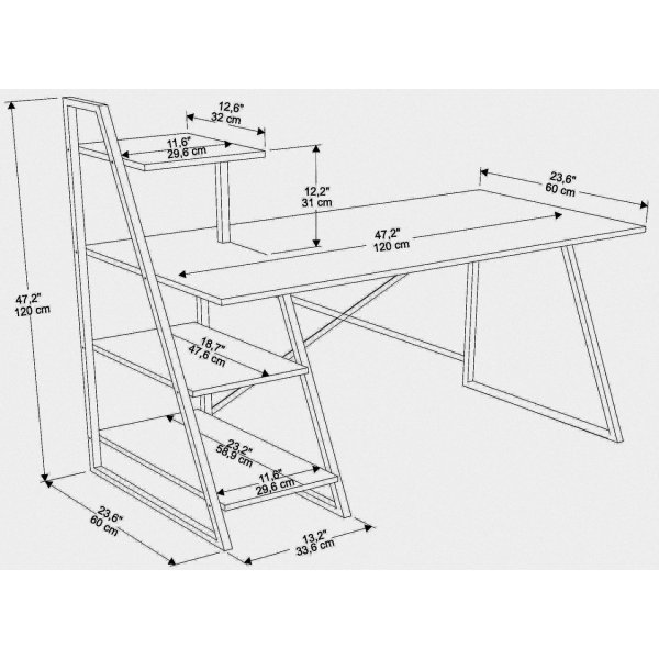 Admira Schreibtisch 120 x 60 cm - Wei/Gold