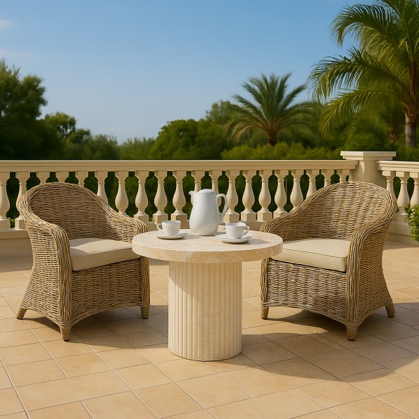 Balkonset: 2 Sthle und Couchtisch 80 cm