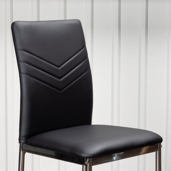 Lily Esszimmerstuhl - Schwarzes PU/Chrom