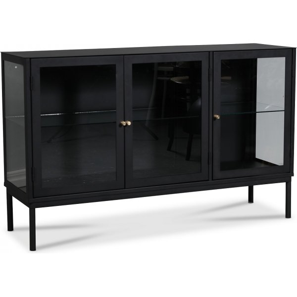 Cliff Sideboard mit 3 Tren - Schwarz/ Klarglas