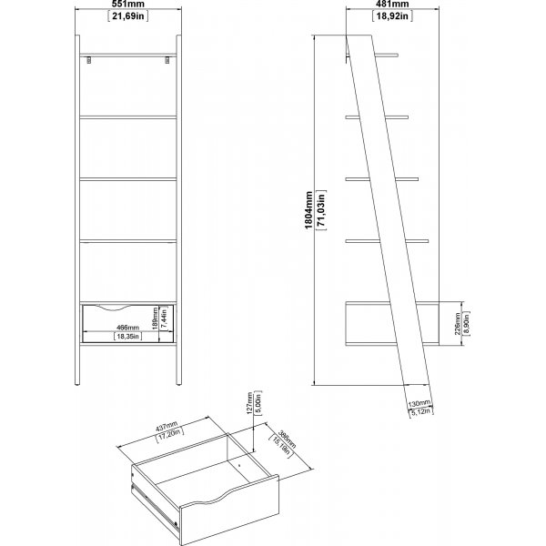 Oslo Stufenregal - Wei/Eiche