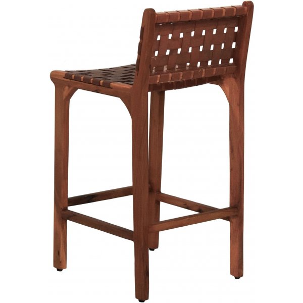 Porto Bello Barhocker Teak / Anilinleder + Mbelfe