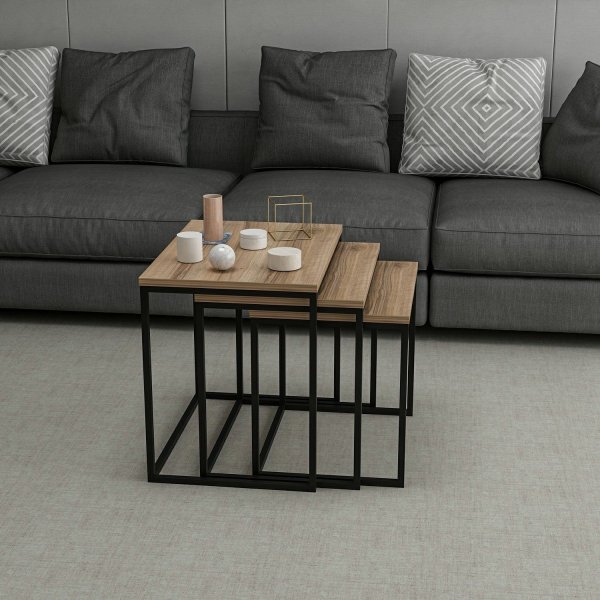 Evia Tisch 45/50/55 x 36/38/40 cm - Walnuss