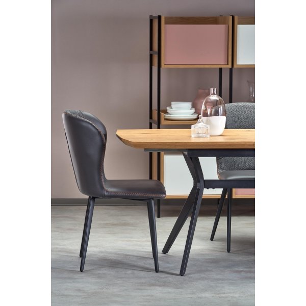 Assis Esstisch 140-180 x 80 cm - Eiche/schwarz