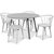 Rosvik Esstischset grau runder Tisch mit 4 weißen Dalsland Stühlen