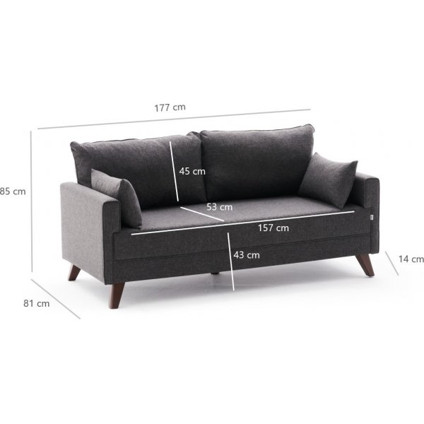 Bella 2-Sitzer-Sofa - Anthrazit