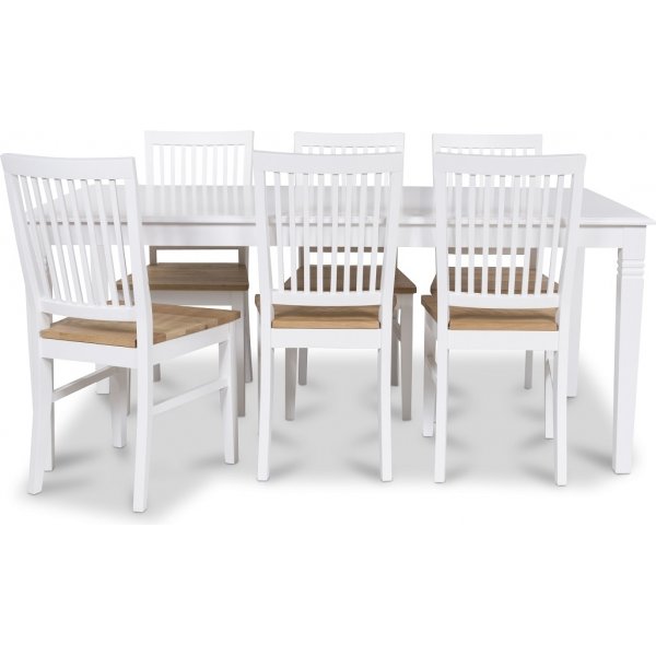 Mellby Esszimmergruppe 180 cm Tisch wei + 6 Dalar Esszimmersthle