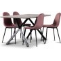 Smokey Essgruppe, Esstisch mit 4 Carisma Samtsthlen - Pink