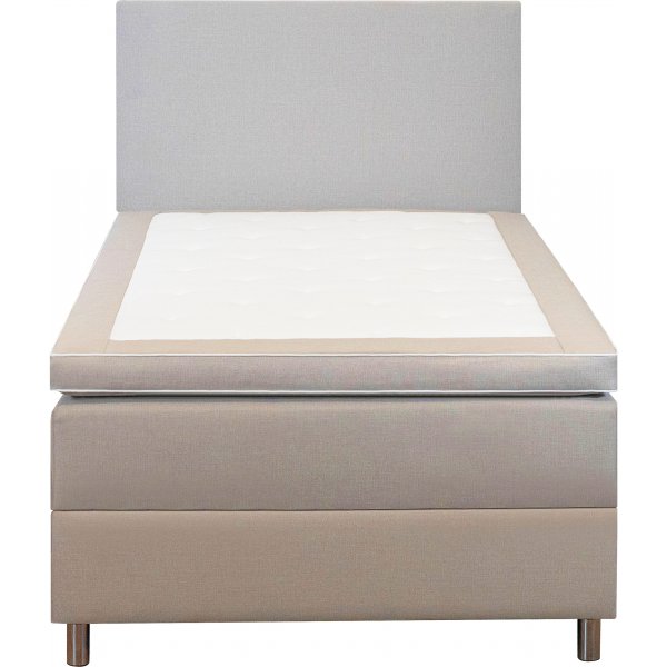 Bett 120x200 cm beige mit Stauraum 5 Zonen Taschenfederkern