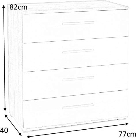 Kommode Abdel - weiß/Eiche Kommode Abdel - weiß/Eiche