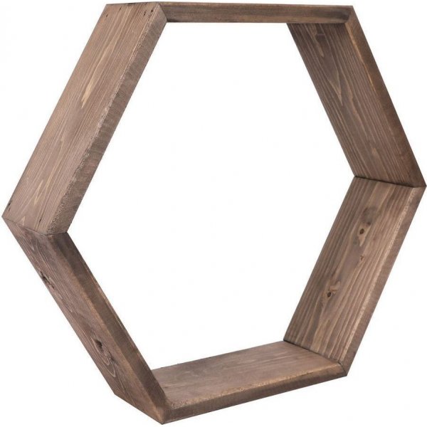 Hex Wandregal - Nussbaum
