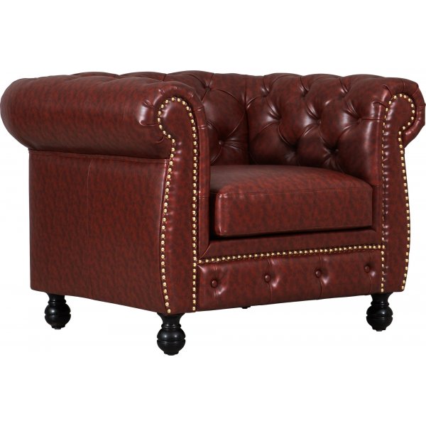 Chesterfield-Sessel aus braunem PU - Charles