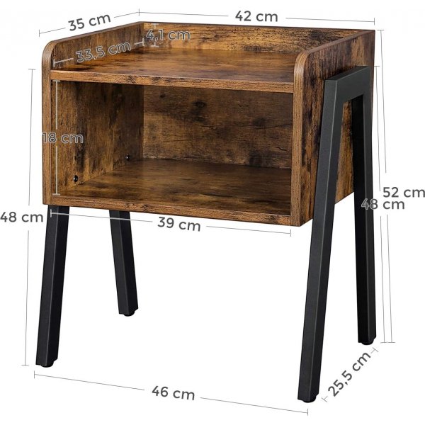 Sakarias Beistelltisch 46 x 35 cm - Braun/Schwarz