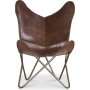 Fledermaussessel Baltimore - Braunes echtes Leder/Messing + Fleckentferner fr Mbel
