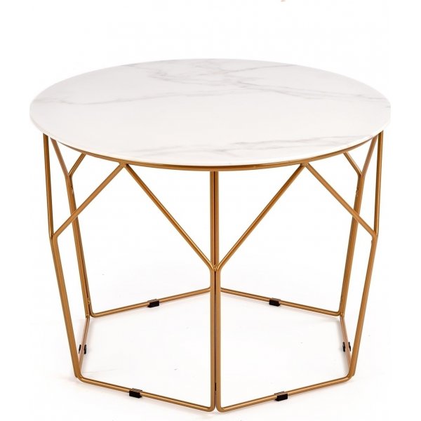 Couchtisch Wisconsin Ø60 cm - Weißer Marmor/Gold Couchtisch Wisconsin Ø60 cm - Weißer Marmor/Gold