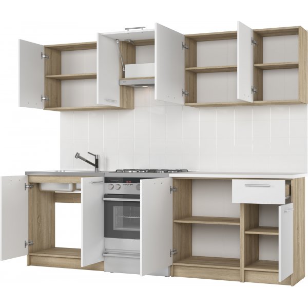 Daria komplette Kche 240 cm - Wei/Sonoma-Eiche