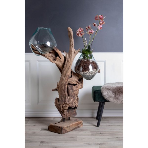 San Marino Wassertropfenvase - Teak/Glas - 100 cm
