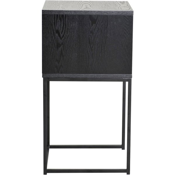 Domino Nachttisch mit Regal - Schwarzes Eschenfurnier Domino Nachttisch mit Regal - Schwarzes Eschenfurnier