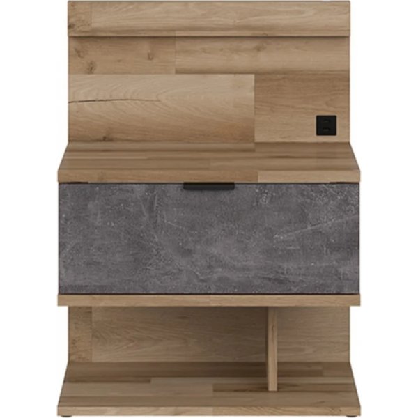 Arica Nachttisch links - Eiche/grau