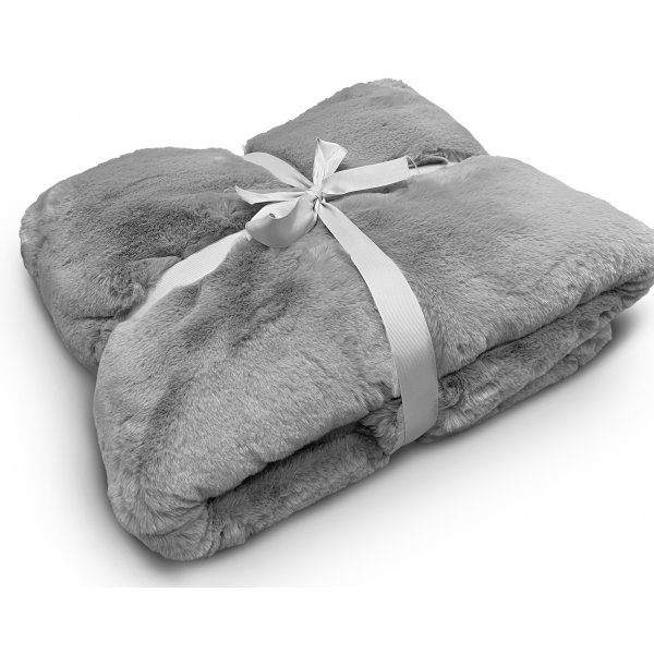 Softy Plaid 130x170 cm - Grau / Wei