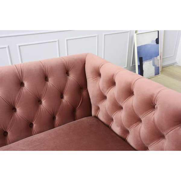 Toto 3-Sitzer-Sofa in Rosa mit goldenen Beinen