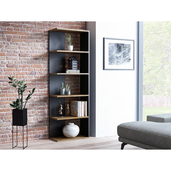 Eckbcherregal - Wotan Eiche/schwarz