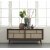 Yuma-Sideboard aus gerucherter Eiche mit Rattandetails und Schiebetren