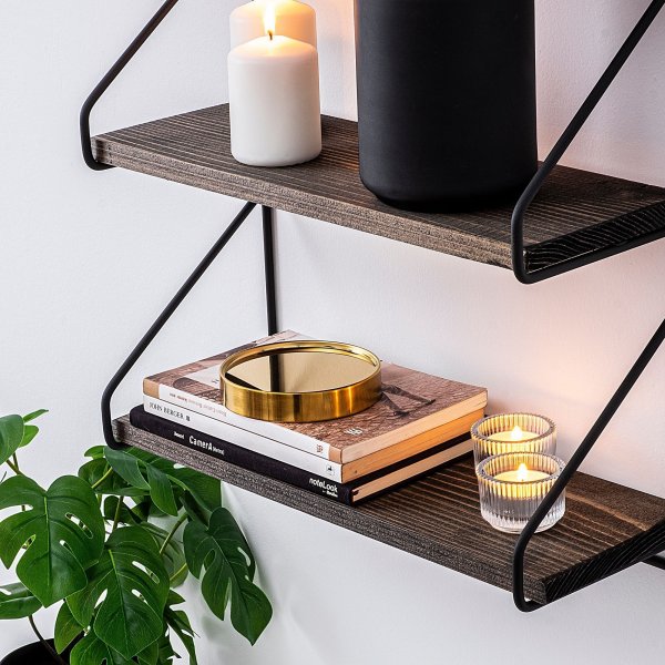 Wandregal Viola - Schwarz/Walnuss