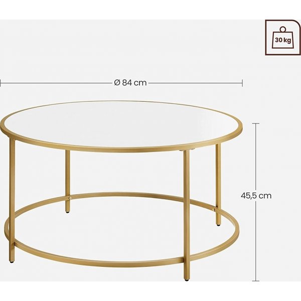 Katarina Couchtisch 84 cm - Wei/Gold