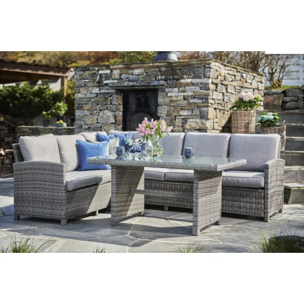 Moreno Outdoor-Sofagruppe aus grauem synthetischem Rattan