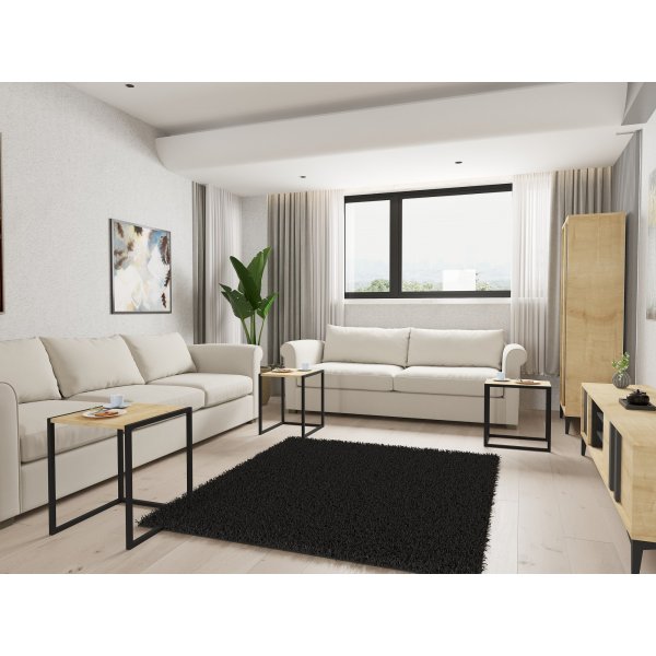 Tali Couchtisch 34/39/44 x 45 cm - Schwarz/Saphireiche