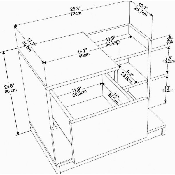 Saubere Nachttische - Weiß/Walnuss Saubere Nachttische - Weiß/Walnuss