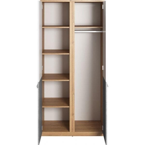 Plano Kleiderschrank 90 cm - Nash Eiche/Wei�/Grau