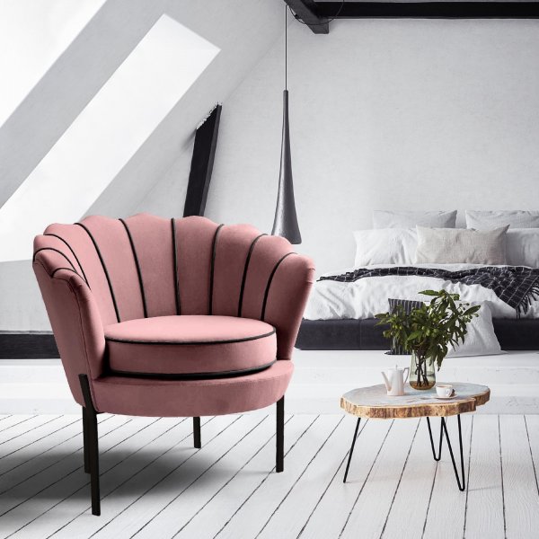 Duran-Sessel aus rosa Samt Duran-Sessel aus rosa Samt
