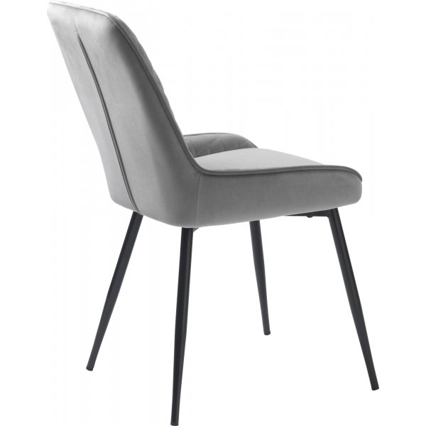 Carina-Stuhl aus grauem Samt mit Rautenmuster