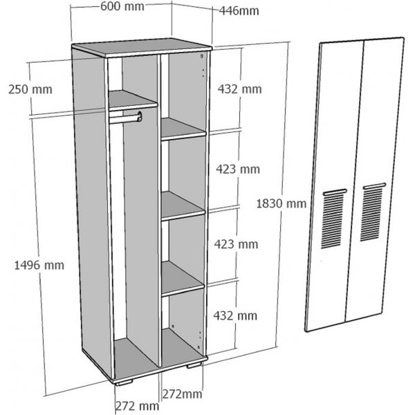 Asimo Kleiderschrank 60 x 44,6 x 183 cm - Anthrazit/Weiß Asimo Kleiderschrank 60 x 44,6 x 183 cm - Anthrazit/Weiß