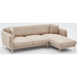 Simena Diwansofa rechts - Beige/Gold