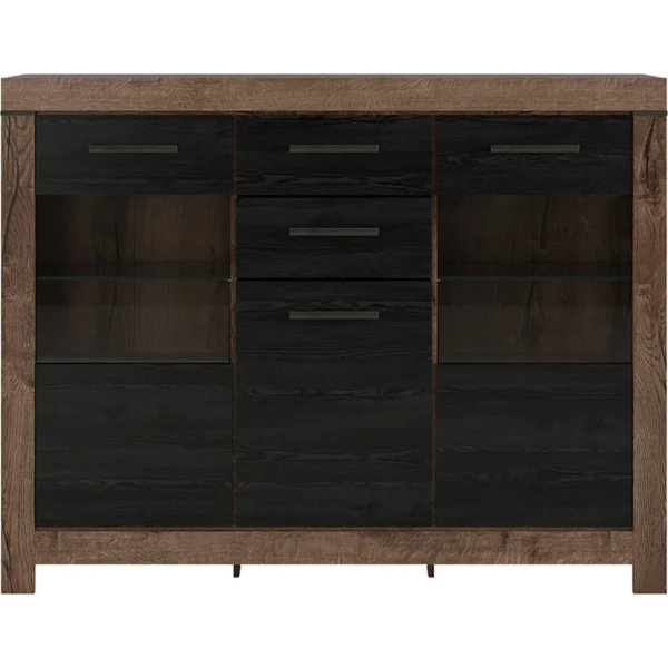 Balin Vitrine - Dunkle Eiche/schwarze Eiche