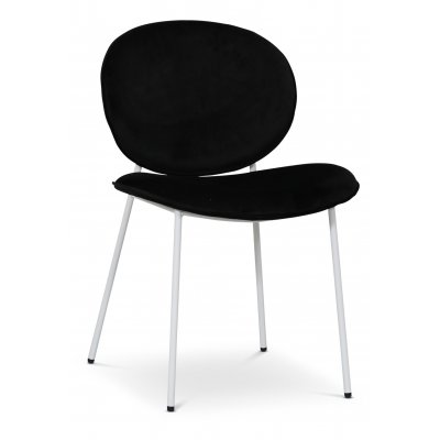 Rondo-Stuhl aus schwarzem Samt mit weien Beinen + Fleckentferner fr Mbel