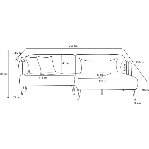 Revos Diwansofa rechts - Creme