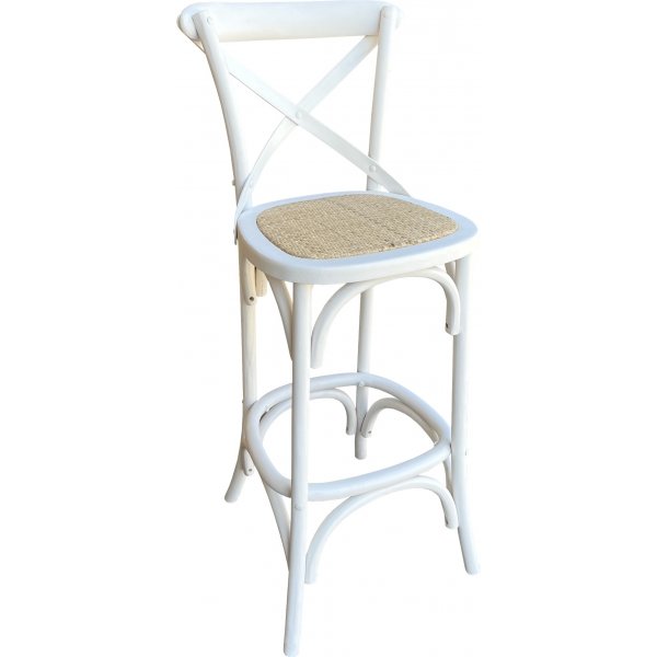 Vintage Barhocker Sitzhhe 72 cm - Rattan / wei + Fleckentferner fr Mbel